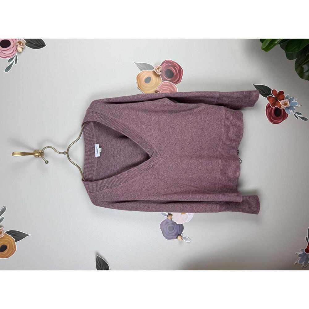 Evereve Pink Knit V-Neck Lightweight Long Sleeve Knit Sweater - Size - Small